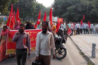 Building Workers Protest in Delhi